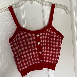 Red plaid heart crop top
